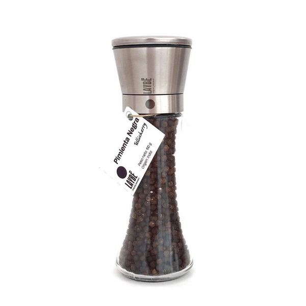 Poza cu Piper negru boabe Tellicherry, Laybe, râşniţă, 100 g