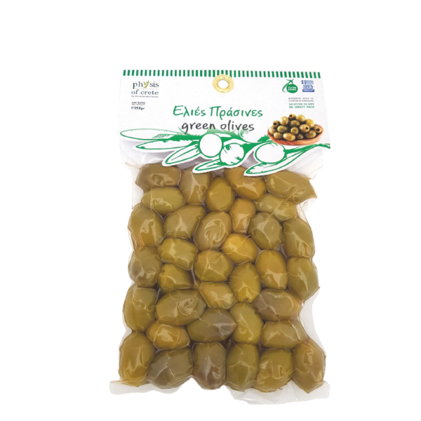 Poza cu Măsline verzi, în vid, Physis of Crete, 250 g