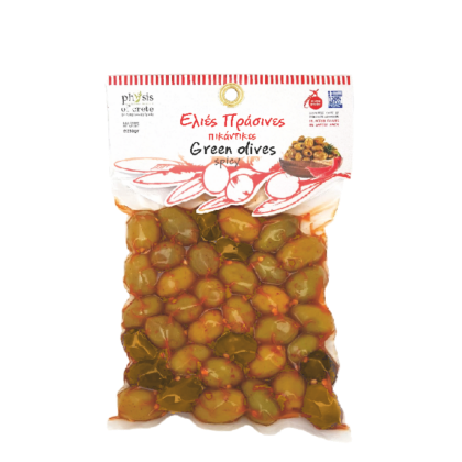 Poza cu Măsline verzi picante, în vid, Physis of Crete, 250 g