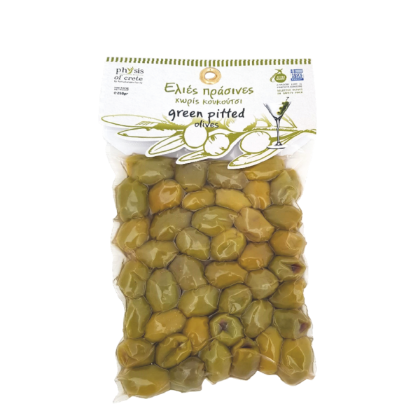 Poza cu Măsline verzi fără sâmburi, în vid, Physis of Crete, 250 g
