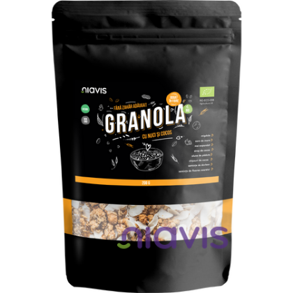 Poza cu GRANOLA ECOLOGICĂ  CU NUCI ȘI COCOS 200GR