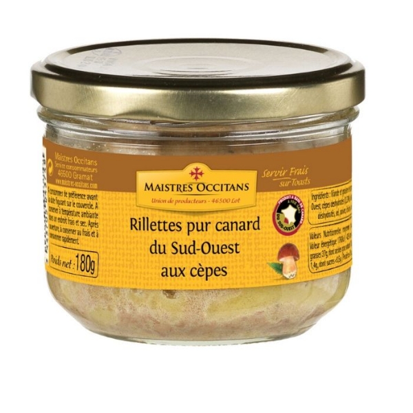 Poza cu Rilettes de raţă cu hribi, Maistres Occitans, 180g 