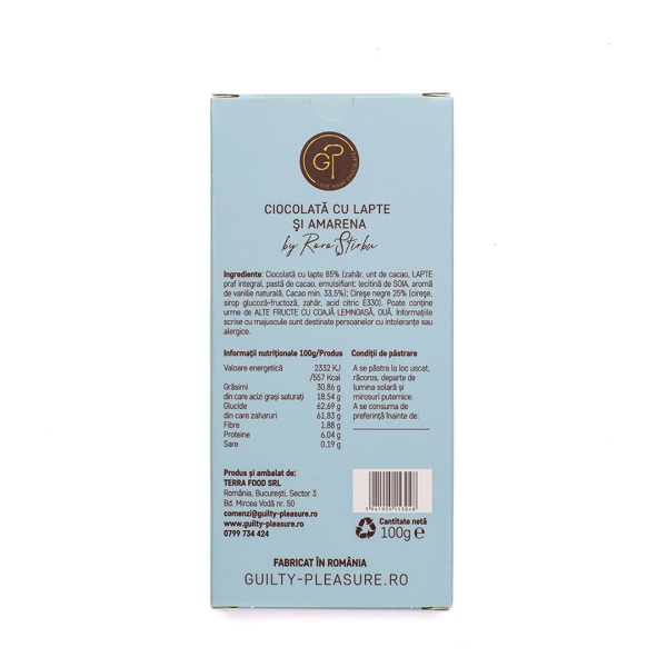 Poza cu Ciocolată cu lapte şi Amarena, Guilty Pleasure, 100g