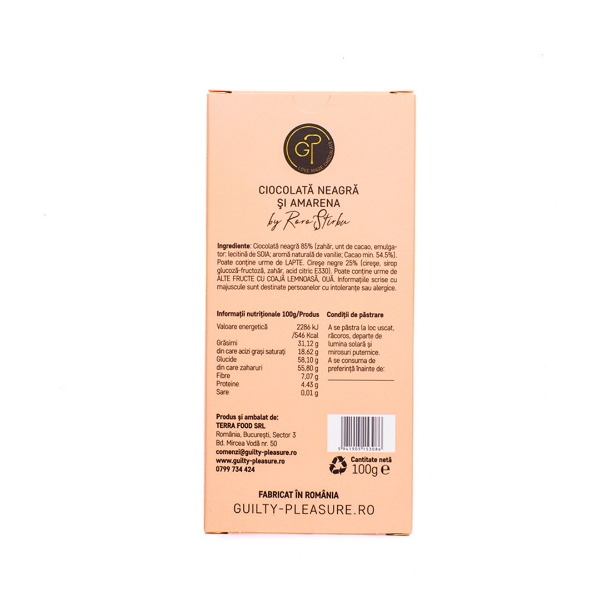 Poza cu Ciocolată neagră cu Amarena, Guilty Pleasure, 100g