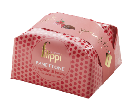 Poza cu Panettone cu căpşuni şi ciocolată cu lapte, Pasticceria Filippi, 500g