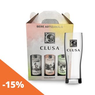 Pachet 5 beri + Pahar Clusa la 0,33 l cu 15% reducere